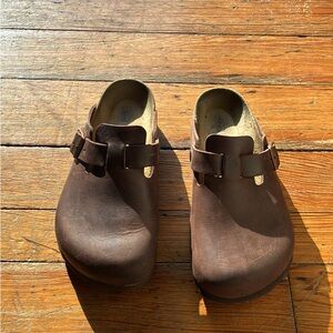 Brown Leather Clogs